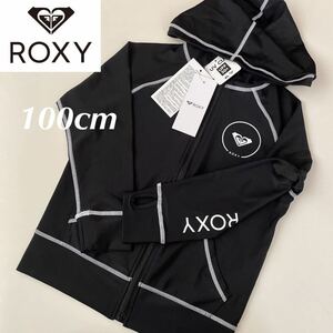 【送料無料】【定価6600円】ROXY ラッシュガード ラッシュパーカー 黒×白 100cm