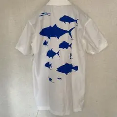 新品　レア　がまかつ　ポロシャツ魚　Tシャツ 白　コレクション　サヨリ　シイラ