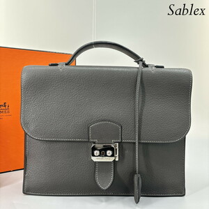 1円【超極美品】HERMES エルメス サックアデペッシュ27 J□刻 ヴェールヴェロネーゼ グレー トリヨンクレマンス ビジネスバッグ ハンド