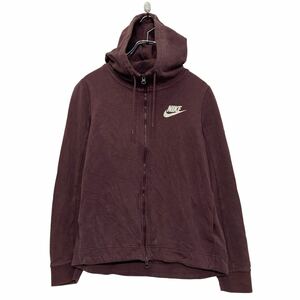 NIKE ロゴ スウェット パーカー S ボルドー パックプリント フルジップ ナイキ古着卸 アメリカ仕入 a607-6942