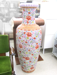 百花繚乱 花瓶 特大134cm 東洋花器/花柄大壷 一点物 インテリア 札幌市内近郊限定