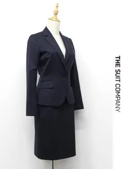 J377/美品 THE SUIT COMPANY スーツ セットアップ 紺 春夏