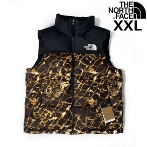 1円～!売切!【正規新品】THE NORTH FACE◆1996 RETRO NUPTSE VEST ダウンベスト ヌプシ US限定 2023最新 700フィル(XXL)茶 総柄190122-115