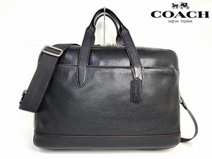 良品★送料無料★ コーチ COACH メンズ ハミルトン ペブルド レザー 2Way ビジネスバッグ ブリーフ ショルダーバッグ ブラック