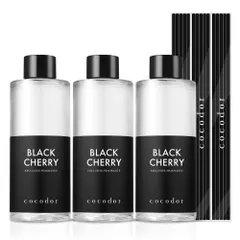 Cherry) ルームフレグランス ブラックチェリー(Black - 3個セット プレゼント 200ml 女性 誕生日 詰め替え用 記念日 ディフューザーリフィル 線香 贈り物 ココドール ギフト COCODOR 人気