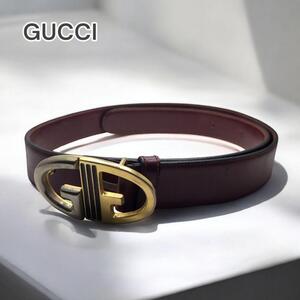 【1点限り】GUCCI グッチ ベルト ダブルトーンバックル レザー