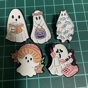 ハロウィン　ゴースト　オバケ　ピンバッジ　5個セット