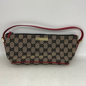 【2A29】 1円スタート GUCCI / 039 1103 001632 グッチ GGキャンバス バンドバッグ アクセサリーポーチ ブラウン系