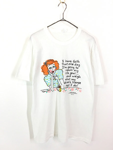 レディース 古着 80s USA製 Shoebox 女性 目標 達成 メッセージ プリント Tシャツ L 古着