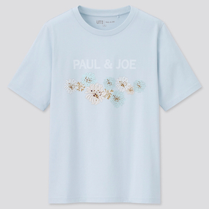 新品☆完売品☆貴重☆ ポール&ジョー グラフィックTシャツ カットソー 花 UNIQLO M L XL 3XL 水色ブルーblue 花柄　花模様　フラワー 半袖