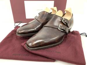 006 極美品JOHN LOBB ジョンロブ CHAPEL チャペル 8000 セミスクエアトゥ ビジネスシューズ ミュージアムカーフ ダブルモンクストラップ