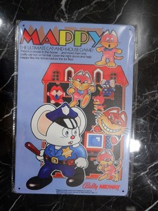 namco　ナムコ　マッピー（MAPPY）　看板　ポスター　ブリキ　ホーロー　ティンサイン　20㎝×30㎝