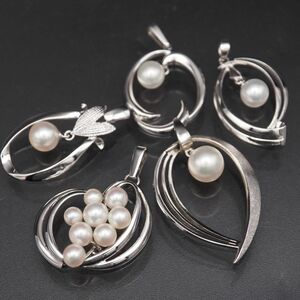 Y943 お得 1円 MIKIMOTO ミキモト あこや真珠 パール ペンダント トップ S刻印 シルバー チャーム 5点 おまとめ セット