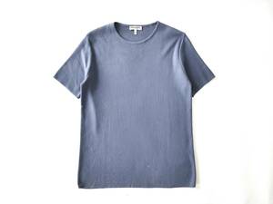 希少美品 90s Giorgio Armani イタリア製 半袖Tシャツ カットソー ニット スウェット ブルー 無地 メンズ コットン M Euro Vintage Archive
