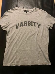 【A.C.P】アーペーセー メンズ VARSITY プリント コットン 半袖Tシャツ Sサイズ グレー