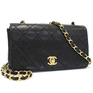 1円 ◎CHANEL シャネル チェーンショルダーバッグ マトラッセ ココマーク レザー ブラック◎E.Dso.tI-17