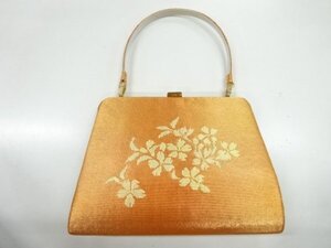 146529# 【1円～】草花模様織出し和装バッグ