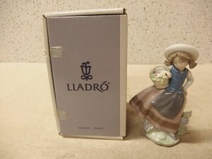 0840011w【LLADRO LINDACON CESTA SWEET SCENT 05221 リヤドロ 花かごの少女 フィギュリン】箱入/中古品/スペイン製