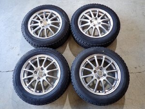 YS10562【送料無料175/65R15】アクア スペイド スイフト フィット キューブなどに 中古スタッドレスセット■15×5.5J 100/4H ET45■