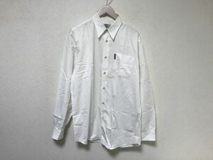 本物アルマーニジーンズARMANIJEANSコットンシャツドレス長袖シャツメンズL白ホワイトビジネススーツイタリア製