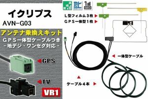 フィルムアンテナ ケーブル 地デジ ワンセグ フルセグ イクリプス ECLIPSE DTVF12 同等品 AVN-G03 VR1 高感度 汎用 受信 ナビ