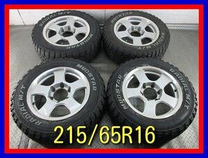 ■中古タイヤホイール■　16インチ 7J +25 6H 139.7 MUDSTAR RADIAL M/T 215/65R16C 109/107R 8PR 夏 S ハイエース 激安 送料無料 K403