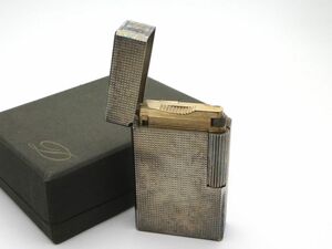 1000円スタート ガスライター S.T.Dupont デュポン ライン1 ラージ レッドガス 赤ガス シルバー 着火未確認 イニシャル刻印有 10 D60024