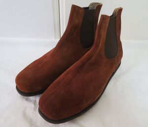 ■新品【CAR SHOE/カー・シュー(伊)】極上サイドゴアブーツ スエード ラバーソール 茶 7.5(26～26.5cm)