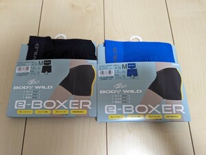 (2枚セット) Mサイズ BODY WILD ボクサーパンツ e-BOXER 黒 青 前閉じ