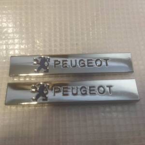 【ゆうパケット送料込】PEUGEOT(プジョー) エンブレムプレート 縦1.0cm×横6.0cm　2枚組　金属製　