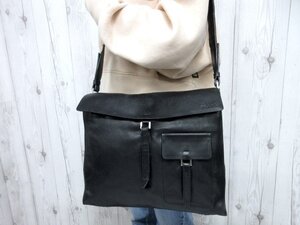 美品 PRADA プラダ ショルダーバッグ バッグ レザー 黒 A4収納可 メンズ 78341Y