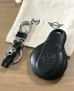 ★BMW MINI 60 YEARS LEATHES KEY CASE.★MINI ノベルティ 牛革 キーケース ブラック 未使用 非売品★