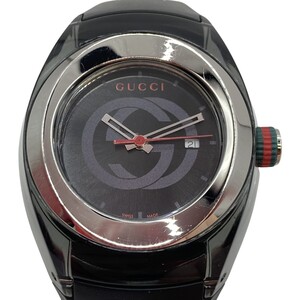 ◎◎ GUCCI グッチ 腕時計 クォーツ ユニセックス 36mm ラバー 137.3 ブラック 本体のみ やや傷や汚れあり