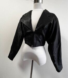 vintage 古着　japanese label Y2K riders leather jacket ライダース　レザージャケット　Crop jacket 黒レザー　Black ブラック　611FH