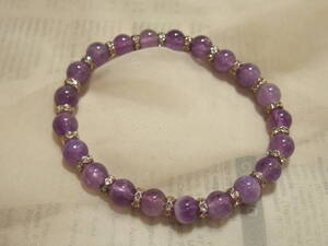 人気!綺麗な石質!高品質ラベンダーアメジストamethyst丸玉ブレスレットbracelet♪美しい天然石♪4601