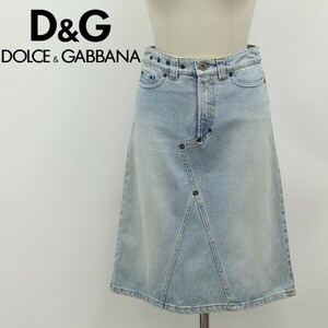 ◆D&G ドルチェ＆ガッバーナ USED加工 デニム スカート インディゴブルー 22/36