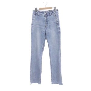 ヤヌーク YANUK 22SS ECO DENIM フレアスリットデニムパンツ ジーンズ カットオフ ジッパーフライ 26 ライトブルー /DO ■OS レディース