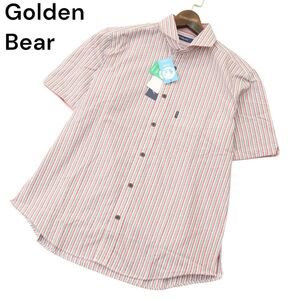 【新品 未使用】 Golden Bear ゴールデンベア 接触冷感★ 半袖 マルチ ストライプ シャツ Sz.L　メンズ　A4T06547_6#A