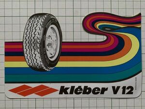外国 古いステッカー：kleber v12 タイヤ 車 デザイン 広告 ビンテージ +De