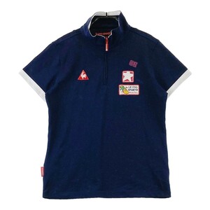 LECOQ GOLF ルコックゴルフ ハーフジップ 半袖Tシャツ ワッペン ネイビー系 L [240101029331] ゴルフウェア レディース