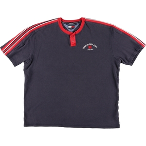 古着 トミーヒルフィガー TOMMY HILFIGER ヘンリーネック 半袖 ロゴTシャツ メンズXL /eaa464301