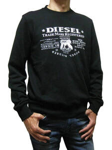 新品 直輸入 DIESEL ディーゼル ロゴプリント トレーナー ブラック Mサイズ S-GINN-L2 A03566 0JFAV