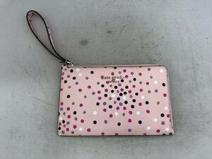 【KATE SPADE】ケイトスペード　ポーチ　ライトピンク×ドット柄　レザー　SY02-FPU