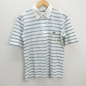 z■ラコステ/CHEMISE LACOSTE 半袖ポロシャツ ボーダー柄【3】白/men