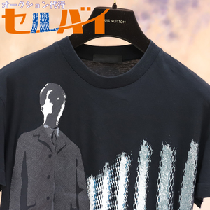 本物 超美品 プラダ 絶盤 ランウェイプリント クルーネックTシャツ メンズXS ブラック 半袖 トップス 国内正規品 PRADA