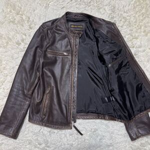 美品 XLサイズ Harley Davidson ハーレーダビッドソン レザージャケット ライダース シングル ブラウン 茶色 シングルライダース メンズ 