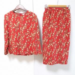 #apc 詩仙堂 ヒトシタムラ セットアップ 赤 ちりめん 花柄 ロング レディース [769719]