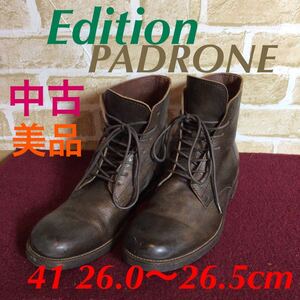 【売り切り!送料無料!】A-171 Edition!PADRONE!チャッカブーツ!ダークブラウン系!41!26.0cm!26.5cm!メンズブーツ!レザーブーツ!中古!美品!