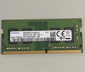 【中古】Samsung 4GB 1枚 DDR4-2400 M471A5244CB0-CRC / ノートPC用メモリ PC4-19200 non-ECC Unbuffered