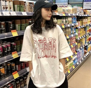 tシャツ 白 おしゃれ かっこいい かわいい 半袖 ゆったり 人気 インナー ダンス プリントtシャツ 安い 